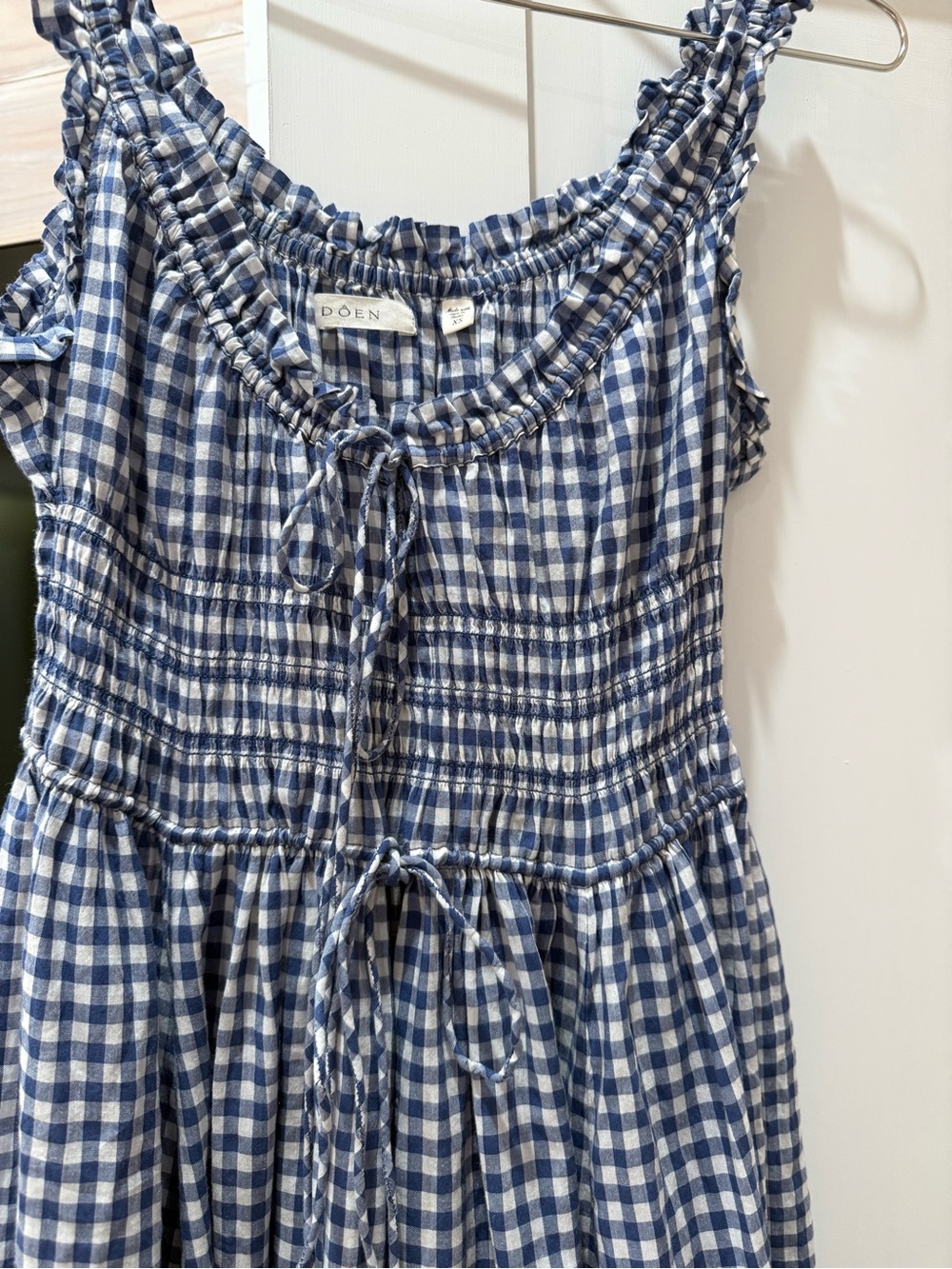 Doen Navy and White Gingham Midi Dress - Picture 2 of 8